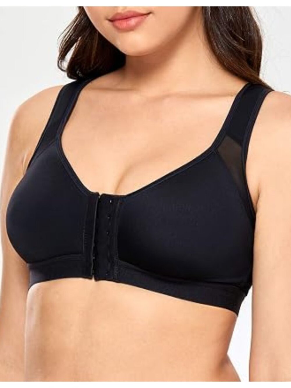 Delmira Black W811S Full Coverage Front Closure Wire Free Back Support Posture